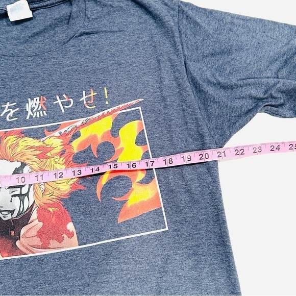 Demon Slayer Rengoku Demon Set Your Heart Ablaze Heather Grey Graphic T-shirt - Picture 4 of 6